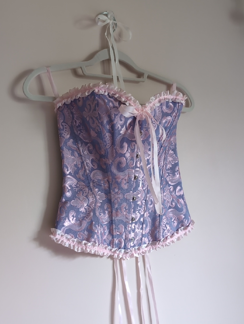 Lavender and Pink Brocade Corset Top